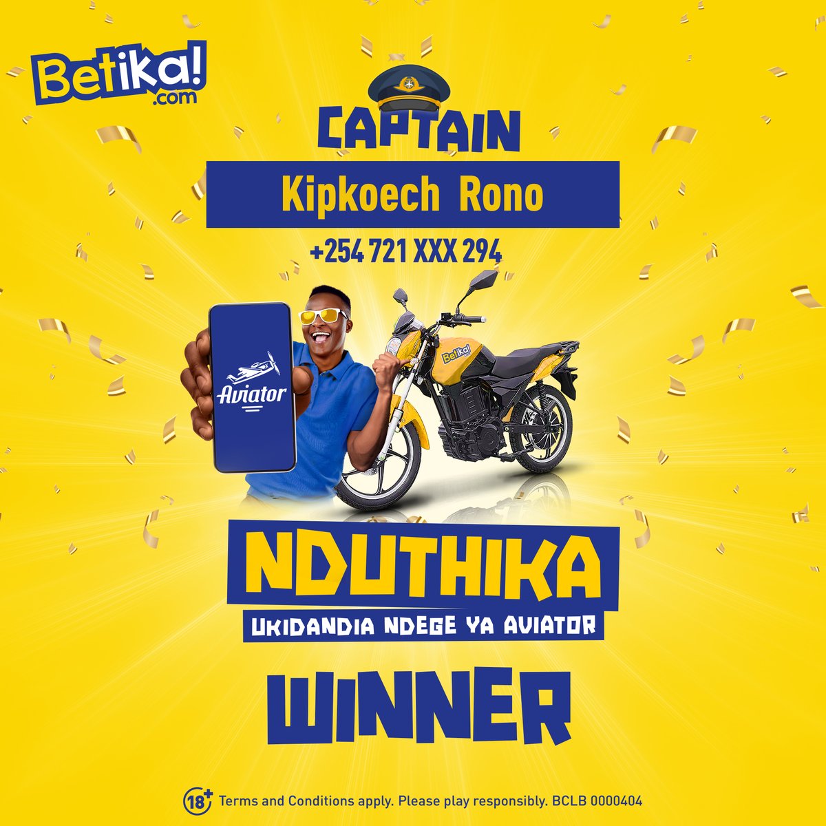 Captain 𝐊𝐈𝐏𝐊𝐎𝐄𝐂𝐇 𝐑𝐎𝐍𝐎 ameland na nduthii mpya!!!

Alipanda to the HIGHEST ODD of 2️⃣0️⃣4️⃣.4️⃣4️⃣ na sasa means of transport yake ime upgrade thanks to Aviator game at bit.ly/3WQTgFv

Next ni yako? Ichukue na bei ya chini ya 50BOB tu! #NiSeasonYako