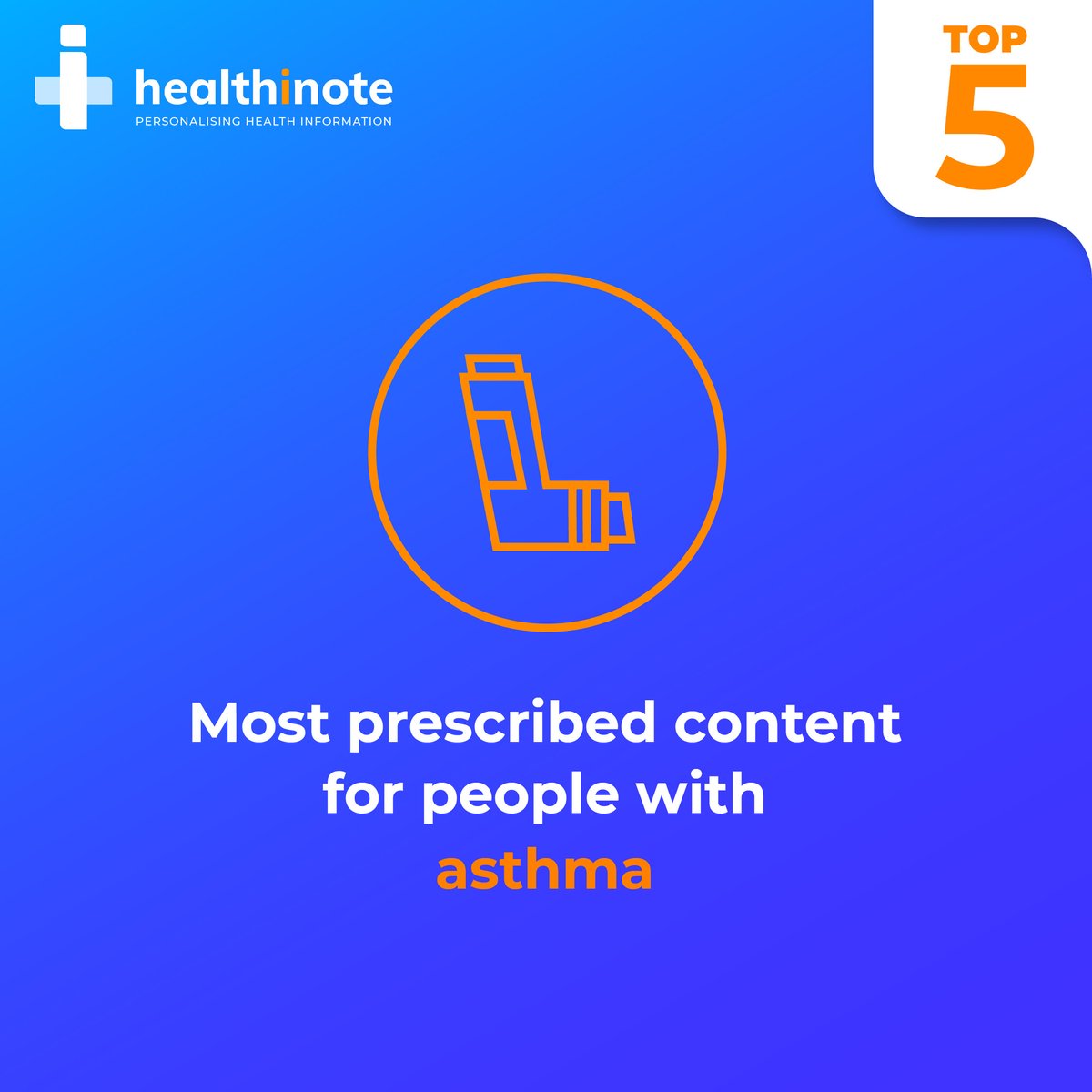The most prescribed content about #asthma via #Healthinote is all from our #trustedpartner, <a href="/asthmalunguk/">Asthma + Lung UK</a>:
 
1. ow.ly/G1vI50OeNjG
2. ow.ly/9Llg50OeNjI
3. ow.ly/FSt150OeNjP
4. ow.ly/ZA1550OeNjK
5. ow.ly/mase50OeNjx
