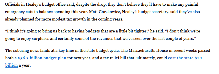 ProgressiveMass's tweet photo. The sheer audacity of saying "We'll just need tighter budgets" after proposing massive tax cuts for the rich and large estates 

#mapoli 

https://t.co/fvBU35CSCw https://t.co/oYC7L9vW0D