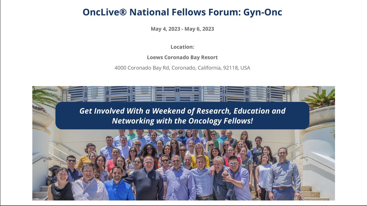 The @OncLive Fellows Forum starts tomorrow!

This opportunity allows #GynecologicOncology fellows to share our research in an oral presentation format & learn from leaders in the field. Looking forward to this experience with fellows from across the country 🤝 #OncTwitter