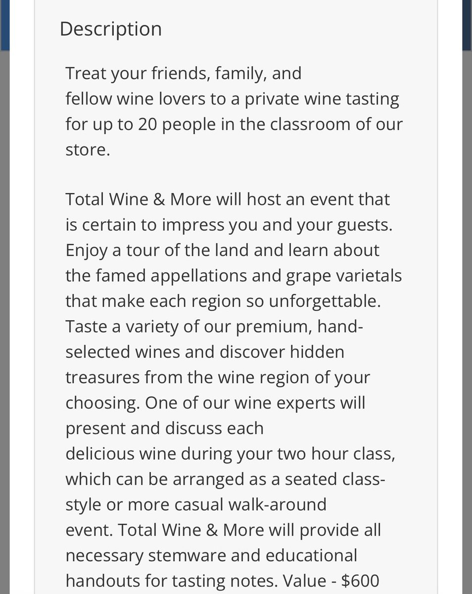 beckyrogness's tweet photo. The class party packages have lots of bids. How about this Total Wine tasting package for a class parent party?! Valued at $600. The kids shouldn’t get all the fun! https://t.co/wCI4C44P4H #ILSAuction @ILSAlexandria https://t.co/AW5o13FnFO