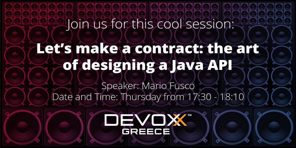 QuarkusIO's tweet image. Session spotlight: "Let's make a contract: the art of designing a Java API" with Mario Fusco
devoxx.gr/talk/?id=2155
Quarkus session list: github.com/quarkusio/quar…
#quarkusworldtour #kubernetesnativejava #devoxxgreece
