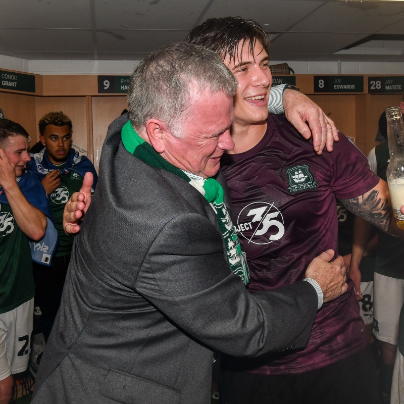 Argyle's tweet photo. ✍️ Argyle Chairman @SimonHallett talks all about promotion, Steven Schumacher and the excitement of Championship football in his latest Chairman's Chat.

#pafc