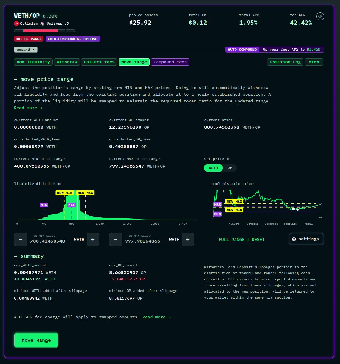 1/ Thrilled to unveil a much sought-after feature from our V3Utils contract: "Move Range". This enables LPs to seamlessly transition from one price range to another within the same pool - all in a single, atomic transaction. Say goodbye to hassle!