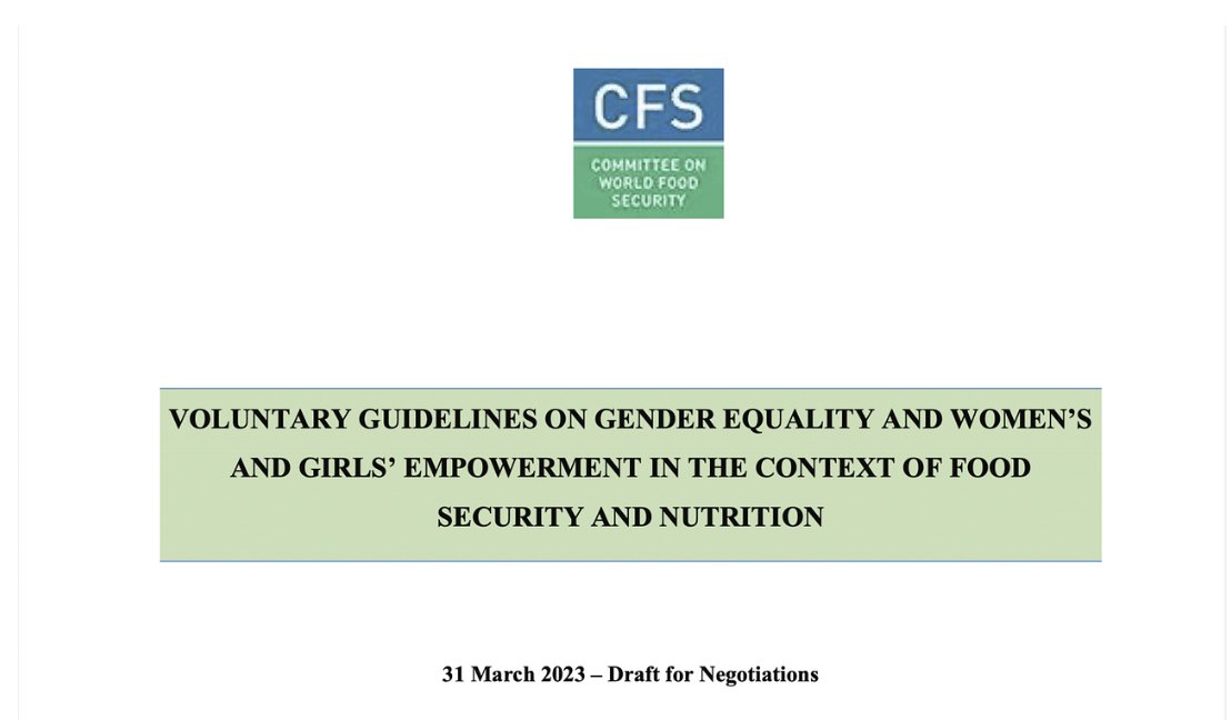 CSM4CFS's tweet image. 🗓️ From 15-19 May a week of negotiations on the CFS Voluntary Guidelines on Gender Equality &amp;amp; Women's and Girls' Empowerment  #CFSGender will take place. 
📄Read the Draft for negotiations👉🏾 bit.ly/3NvX7WY and follow the next CFS meeting on 5 May▶️fao.org/webcast/home/e…