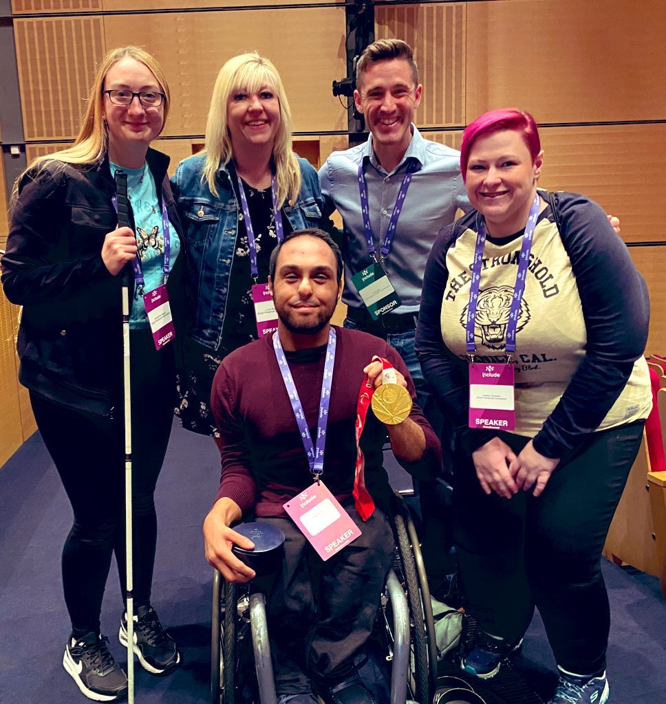 Amazing day with these legends (@ParalympicsGB’s @EveryBodyMoves Lived Experience Advisory Board) at the @includesummit in Manchester 🤩 Awesome sessions delivered by all and great to see @sportforconf @GoalballUK @RugbyLeeds @whycantwe_1 and others 🙌