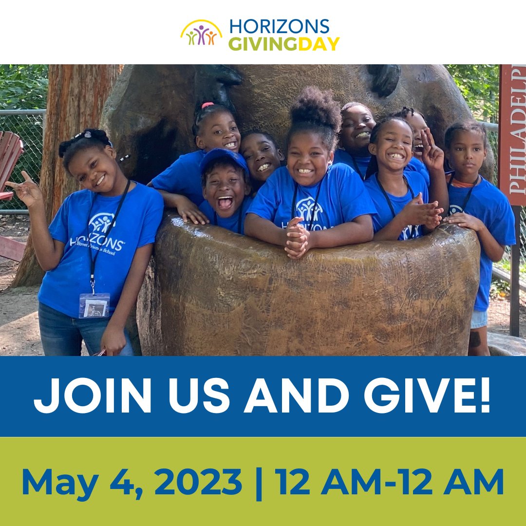 HorizonsGSFS's tweet photo. There's an urgent need to provide out-of-school time learning opportunities to every student in every community. TOMORROW, May 4th is #HorizonsGSFSGivingDay and your opportunity to support positive youth development &amp; healthy well-being!

🔗💙 GIVE here: https://t.co/Zte67UrUDn https://t.co/TNnYt12ROw