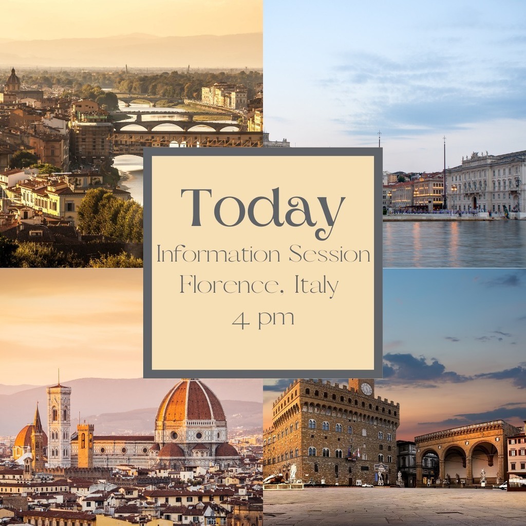 Do you want to spend Spring Semester 2024 in Florence, Italy? ⁠
⁠
Do you want to learn more about this amazing study aboard program? ⁠
⁠
Then join us today at 4 pm for our information session, and we will help answering all your questions!⁠
⁠
#sb… instagr.am/p/Cryk7biy1if/