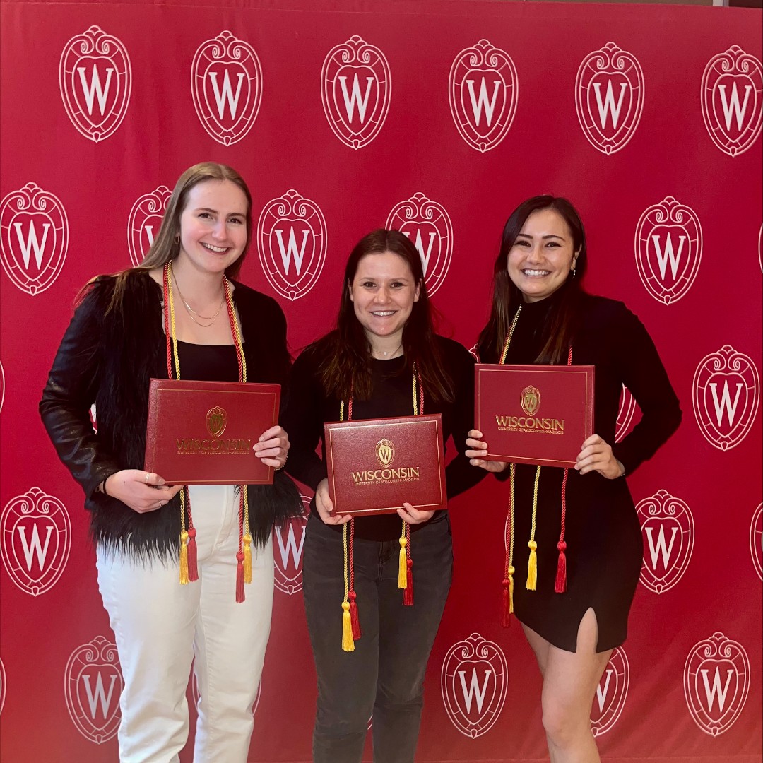 Three Kinesiology students Emily Schauer, Esther Zelenovskiy, and Monica Repinski - were all recipients of the Leadership Certificate awards presented Tuesday night. Congratulations!