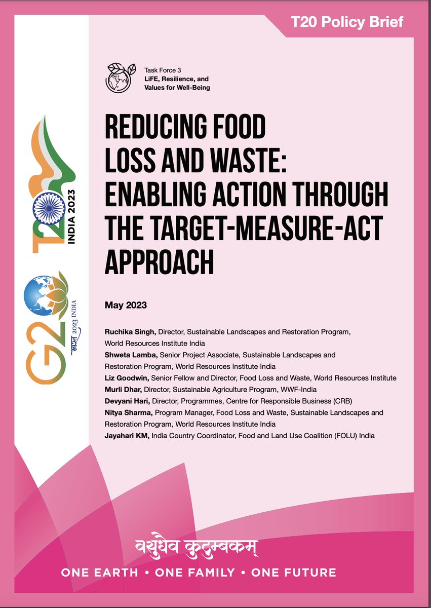 T20org's tweet photo. Reducing #Food Loss and #Waste: Enabling Action Through the Target-Measure-Act Approach

#G20 members can demonstrate ambition & commitment towards addressing the issue of food loss & waste through both #communication & action, write Devyani Hari, @jayaharikm, @LizGoodwin, Murli Dhar, Nitya Sharma, Ruchika Singh, Shweta Lamba. 

Read it now: https://t.co/hKcBMVafso

#G20India @g20org