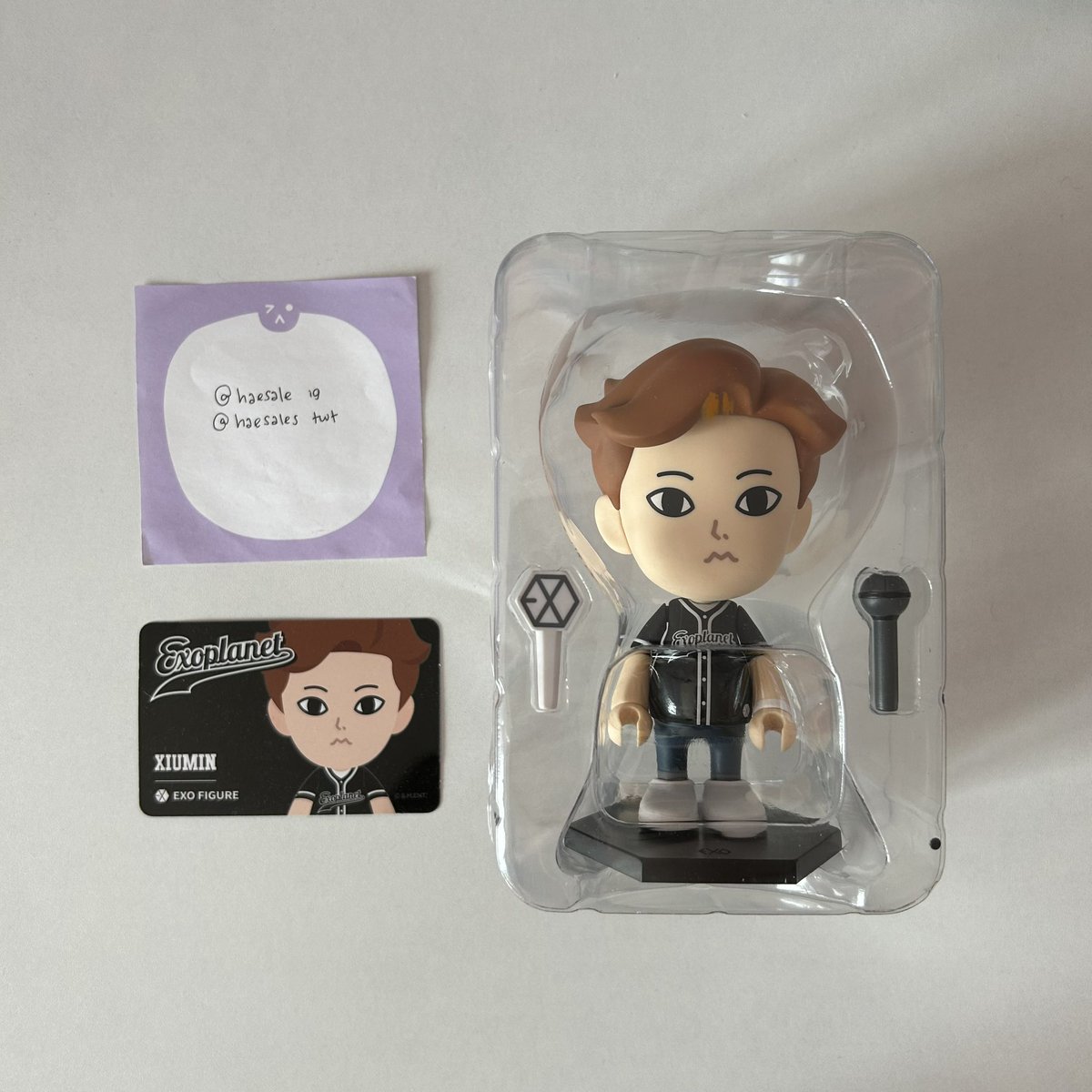 haesales's tweet photo. wts selling exo xiumin miniso figurine + photocard + inclusions

$27 shipped with tracking (usa only)

dm if interested https://t.co/9g7Ba36Fyo
