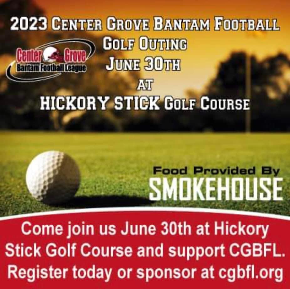 CGBFL1's tweet image. IT’S TIME!! Registration is open for the Center Grove Center Grove Bantam Football golf outing. June 30th at Hickory Stick Golf Course. Head over to cgbfl.org and register your team today! There are some sponsorship opportunities still available.