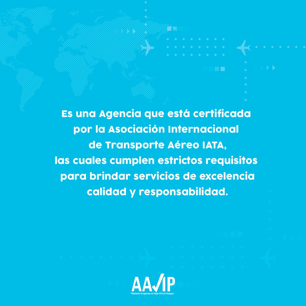 AAVIParaguay's tweet photo. Somos sinónimo de responsabilidad y credibilidad en el momento de brindar nuestros servicios. Viaja seguro, viaja con Agencias IATA. Somos reconocidos mundialmente
.
.
#somosIATA #aavip https://t.co/Hb6tVES4zP