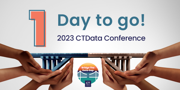 CTOpenData's tweet image. OMG 😱! We&apos;re just ONE day away from the in-person #CTDataConf, Bridge the Data Gap❗ You still have ⏰ to head to the conference hub to learn more about this year&apos;s keynote speaker, sessions, and more! Learn more here! buff.ly/3KnSuuZ