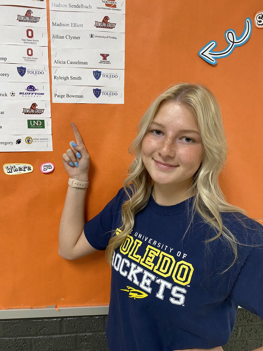 With the 9th pick of the 2nd round of the 2023 Van Buren HS college draft, Paige Bowman selects….
The University of Toledo!!
UT gets another Black Knight!
Congrats Paige!
Good luck as a Rocket.