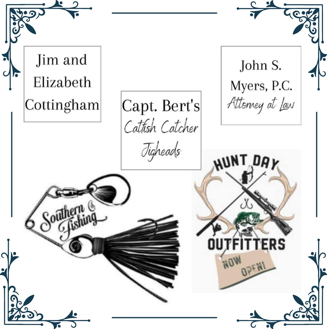 SatillaRK's tweet photo. Thank you to our Sponsors of the Satilla River Fishing Tournament!

Our Silver Sponsors are Southern Fishing Company, Capt. Bert's Catfish Catcher Jigheads, Hunt Day Outfitters, Jim and Elizabeth Cottingham, and John S. Myers, P.C. Attorney at Law 🎣💙 https://t.co/Fr5Vzg3lOd