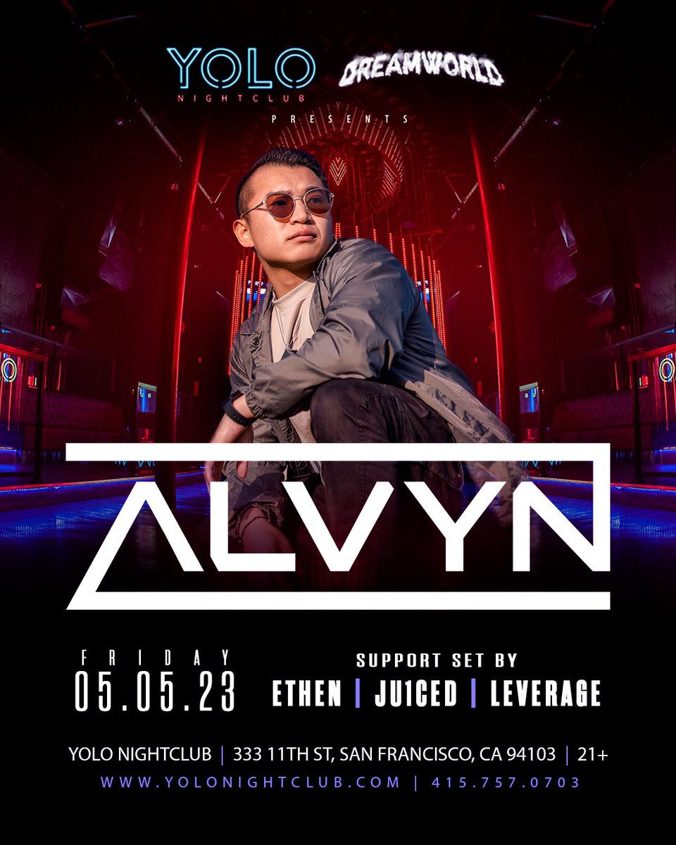 BRINGING THE ENERGY 💪🏼🔥 <a href="/ALVYNOfficial/">ALVYN</a> returns to take on SF this FRIDAY 5/5!

Featuring stacked support from our very own <a href="/ethenmusic/">ETHEN</a> + <a href="/mannysqueezed/">ju1ced🧃</a>, we can’t think of any better way to kick off the weekend ❤️‍🔥
