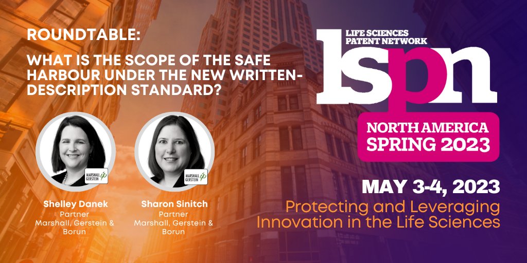 Marshallip's tweet photo. Partners Shelley Danek, Ph.D. and Sharon Sintich, Ph.D. are leading a roundtable discussion during the 5th Annual LSPN North America Spring 2023 Conference hosted by @LifeSciencesIPR https://t.co/xpt9QVHVlf #LSPNSpring #LifeSciences https://t.co/oZrtkebqfn