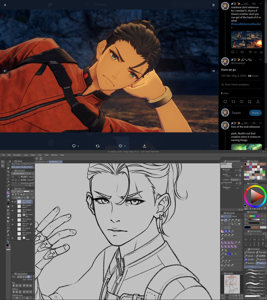 linnaealyn's tweet photo. had that twt up for reference as I was drawing matthew and my sister glanced up at it and was like, "is that your french girl?" https://t.co/p8Qzb6KrCS