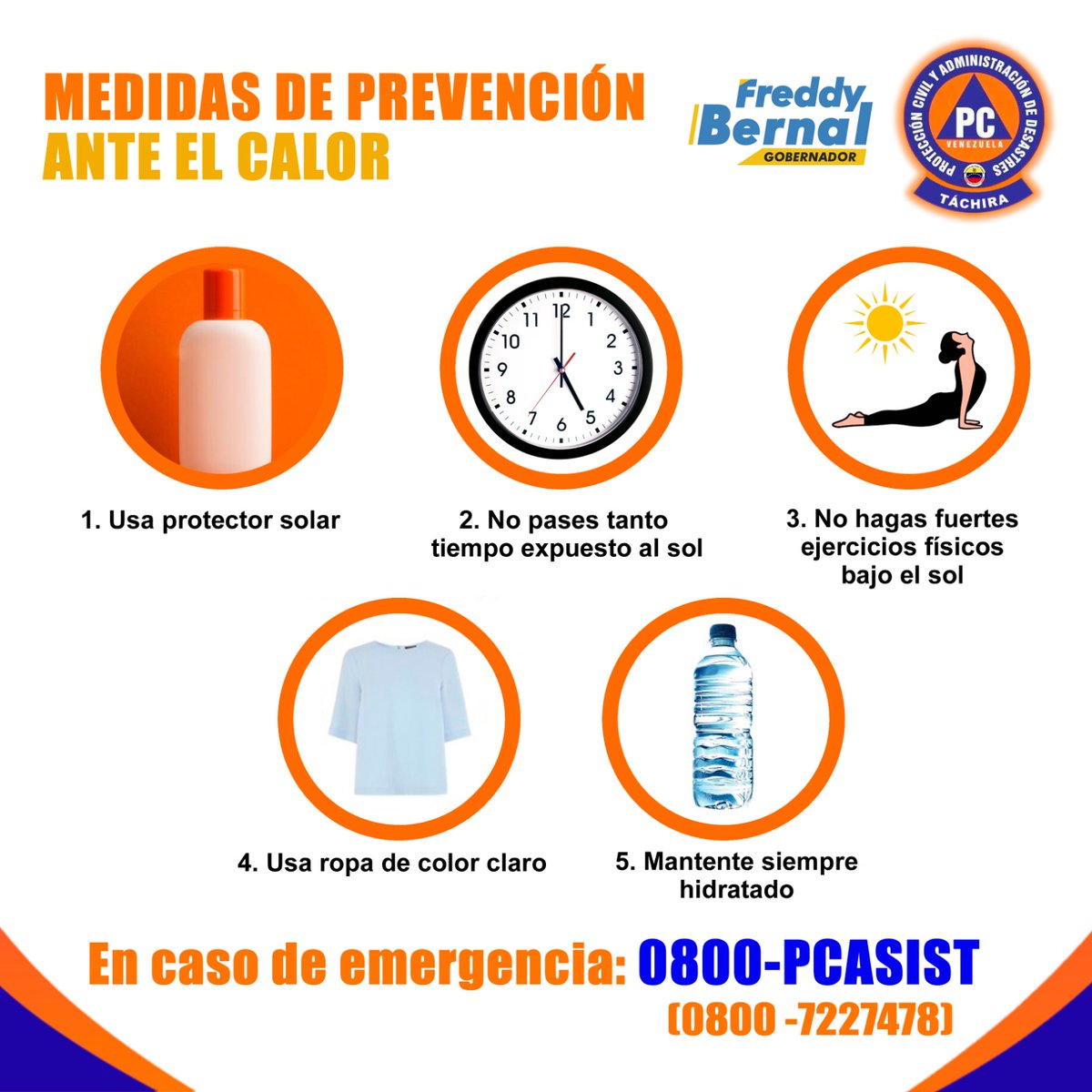 PCivilTachira's tweet image. ☀️ | Cuídate del calor, sigue nuestras recomendaciones y cuida tu vida y la de tu familia. (+INFO) 👇