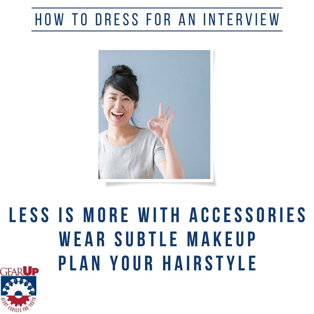 It's interview time! Once you've picked out the outfit, it's time for accessories! 💄📿Here are some tips:

✨Wear subtle makeup
✨Plan your hairstyle ahead of time
✨Less is more when it comes to accessories