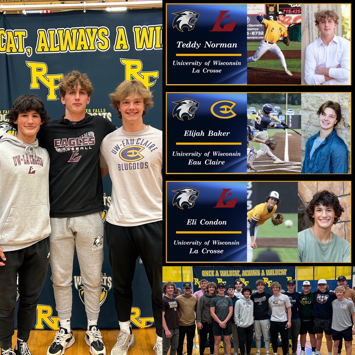 RFHS_Baseball's tweet photo. Congrats and 👊🏻’s to these 3 seniors on today’s signing to continue playing the game they love in college. But first let’s make the end of your high school career a memorable one! ⚾️ https://t.co/Bh714szBT7