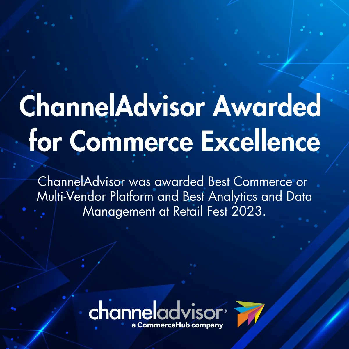 ChannelAdvisor Awarded for Commerce Excellence! Vendors in Partnership (VIP) recently selected ChannelAdvisor, a CommerceHub company, as a winner in commerce innovation and excellence as part of Retail Fest 2023. Learn more buff.ly/40Lw6lC