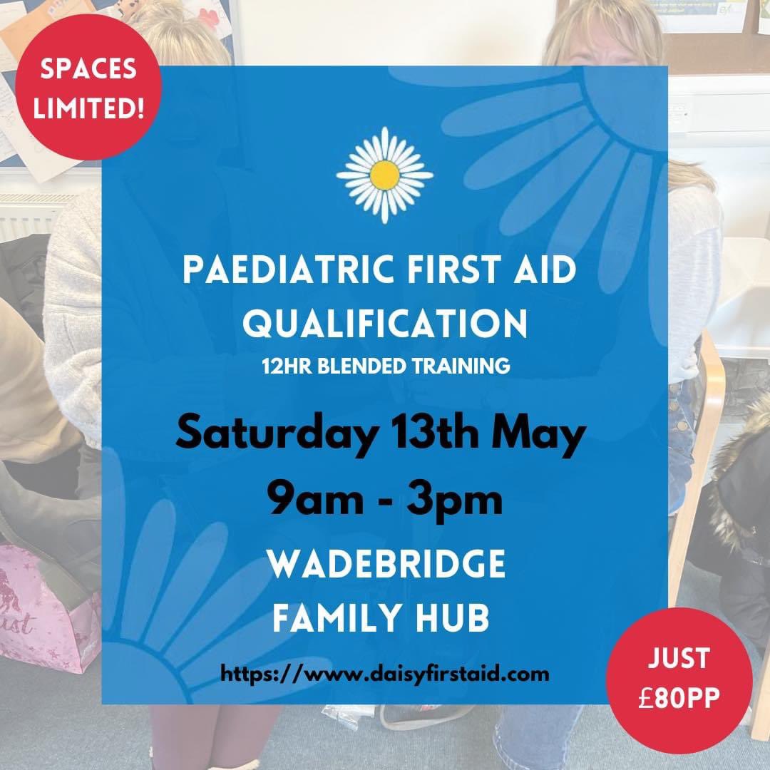 DaisyFACornwall's tweet photo. Paediatric first aid training for professional happening in #cornwall #wadebridge on May 13th! OFSTED approved course, blended learning 👏 #daisyfirstaid #paediatricfirstaid https://t.co/N0nCGiWbpo