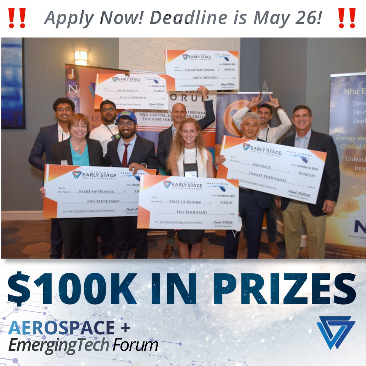 Florida Venture Forum (@flventure) on Twitter photo Apply NOW to present at the 2023 Aerospace + EmergingTech Forum. Selected companies eligible for the <a href="/SpaceFlorida/">Space Florida</a> AI awards, totaling $100k! Applicants should be innovative, fast-growth companies with a focus in aerospace and/or emerging technologies. flventure.org/aerospace-emer… Apply NOW to present at the 2023 Aerospace + EmergingTech Forum. Selected companies eligible for the <a href="/SpaceFlorida/">Space Florida</a> AI awards, totaling $100k! Applicants should be innovative, fast-growth companies with a focus in aerospace and/or emerging technologies. flventure.org/aerospace-emer…