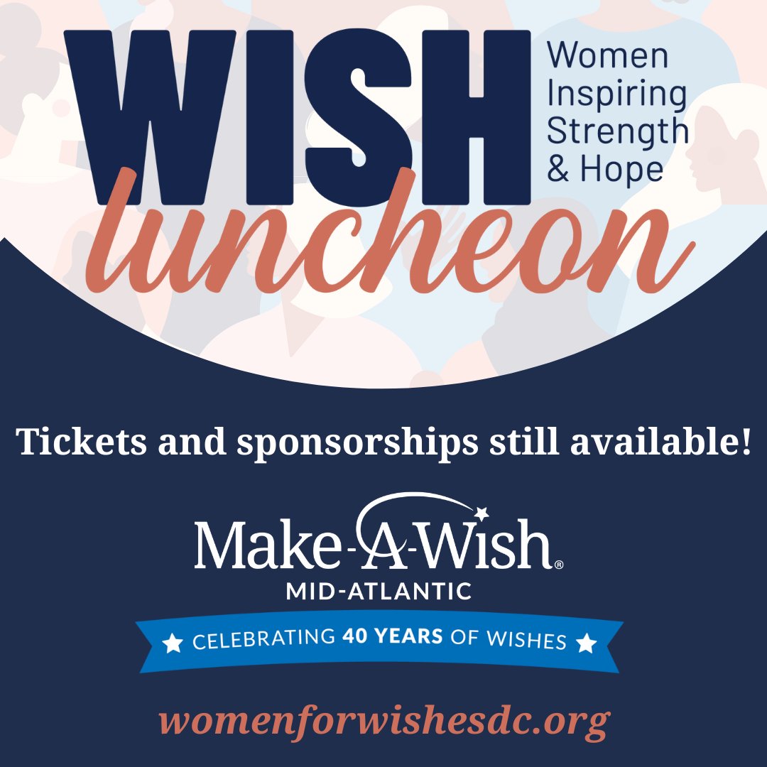 WISH Luncheon is quickly approaching on May 11 - tickets and sponsorships are still available at womenforwishesdc.org. Thanks to our presenting sponsor, <a href="/ecstechhq/">ECS</a>, and all our generous supporters, this event will make many more wishes come true in our local community!