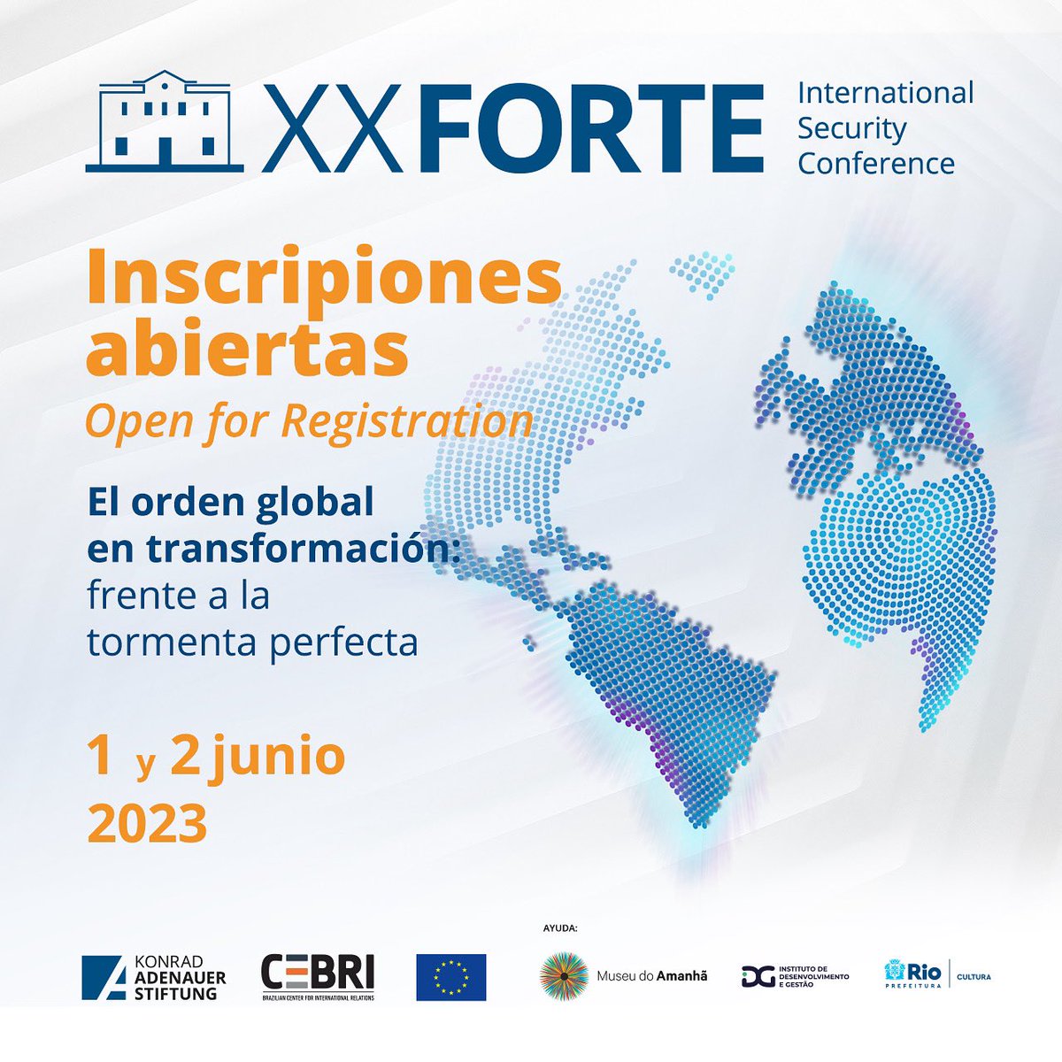 Kas_Chile's tweet photo. 📅 ¡Están abiertas las inscripciones para la XX Conferencia „Forte“! 🌎
🗣️ El mayor foro sobre Seguridad se realizará el 1 y 2 de junio con transmisión en vivo en la plataforma de la conferencia. 🇧🇷🇪🇺
🔗https://t.co/jplrjJ0OKQ
#KAS4Security #CEBRI #KASBrasil #UniónEuropea https://t.co/kvPQrtjdjn