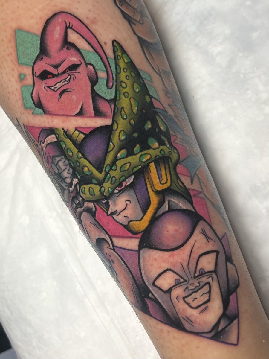 Did this cool mashup . Who’s your favorite #DragonBallZ bad guy?       #mymanymonsters #DragonBallztattoo #dragonball #dbz #DBZ