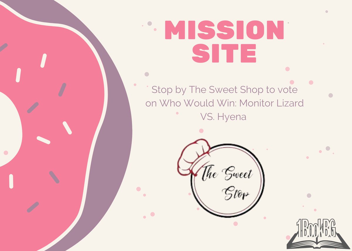 1BookBG (@1bookbg) on Twitter photo Stop by the Sweet Shop today to vote on @WhoWouldWinBooks This match up is from the Jungle Rumble Book: monitor lizard vs hyena #1BookBG Stop by the Sweet Shop today to vote on @WhoWouldWinBooks This match up is from the Jungle Rumble Book: monitor lizard vs hyena #1BookBG