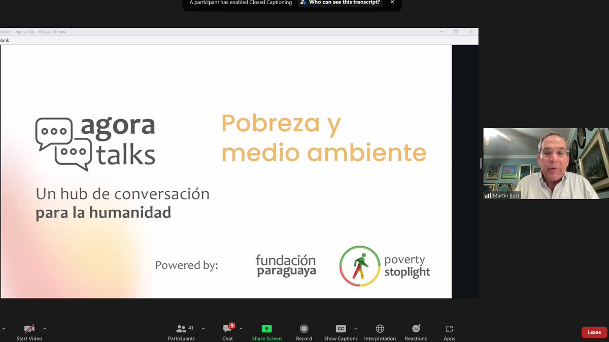 PStoplight's tweet photo. El director ejecutivo de @fundaparaguaya , @martinburt , da la bienvenida a #AgoraTalks, la nueva serie de charlas globales de Poverty Stoplight orientadas a pensar el futuro de nuestro planeta. https://t.co/54RsMRvJBR