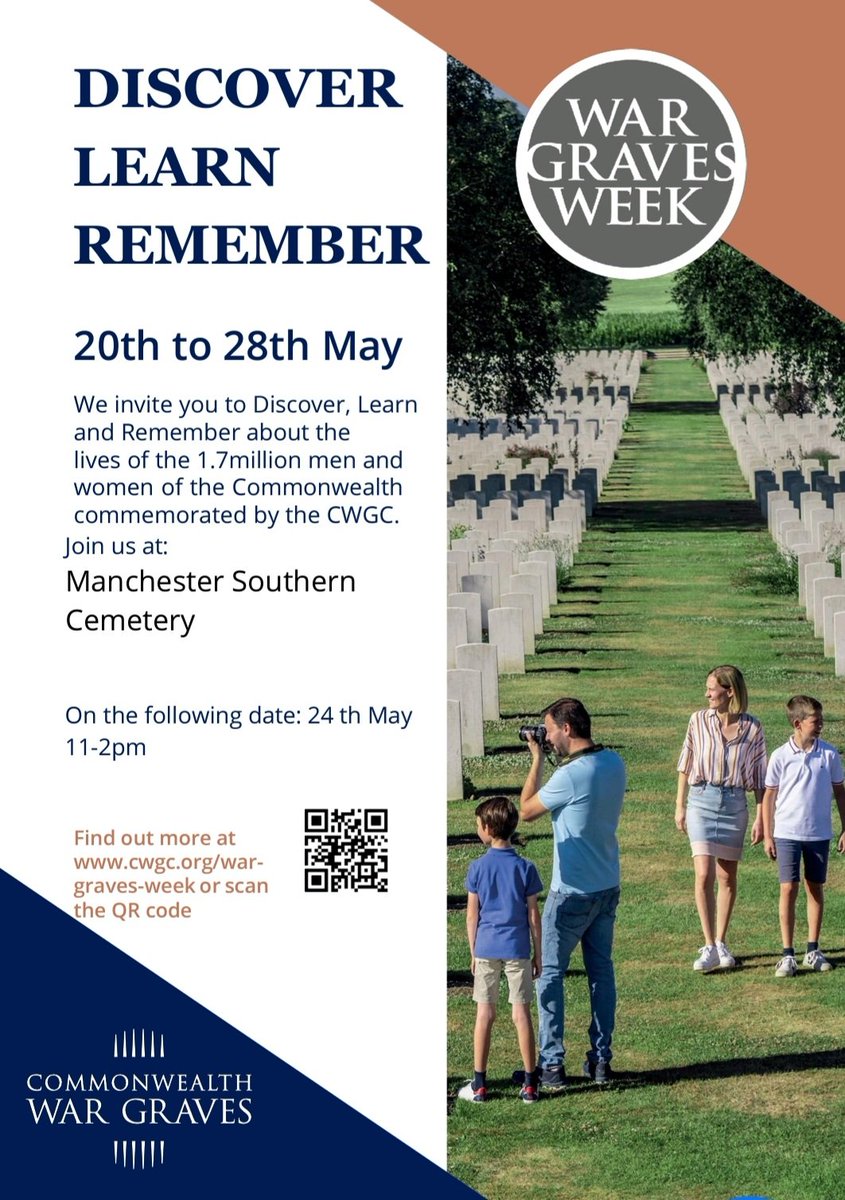 The Commonwealth War Graves Commission War Graves Week. An invitation to Discover, Learn and Remember on 24th May at Manchester's Southern Cemetary  @CWGC @GMLO_UK #HighSheriff