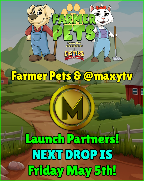 📢We are teaming up with FarmerPets and we'll be giving away 10 WL passes for their next sales that happen in 5th and 12th of May!

🔹Like &amp; RT
🔹Follow <a href="/farmerpets/">farmerpets</a> &amp; <a href="/maxytv/">Maxy</a>  
🔹 Drop your wax addy &amp; tag two friends

More info: farmerpets.com