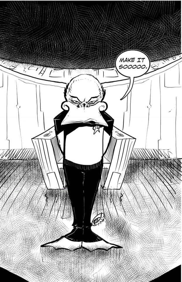 DonDrawsStuff's tweet photo. @naynaynayzzz @JoeMSonntag1 @SeanAhrendt @Demonpuppy Hey there, Shanny! Always great to meet another proud #comicsgate fam and ESPECIALLY a duck lover such as myself. #DuckStrong #CG4L Behold, Captain Jean-luc Quackard. https://t.co/Cp50U2iTi1