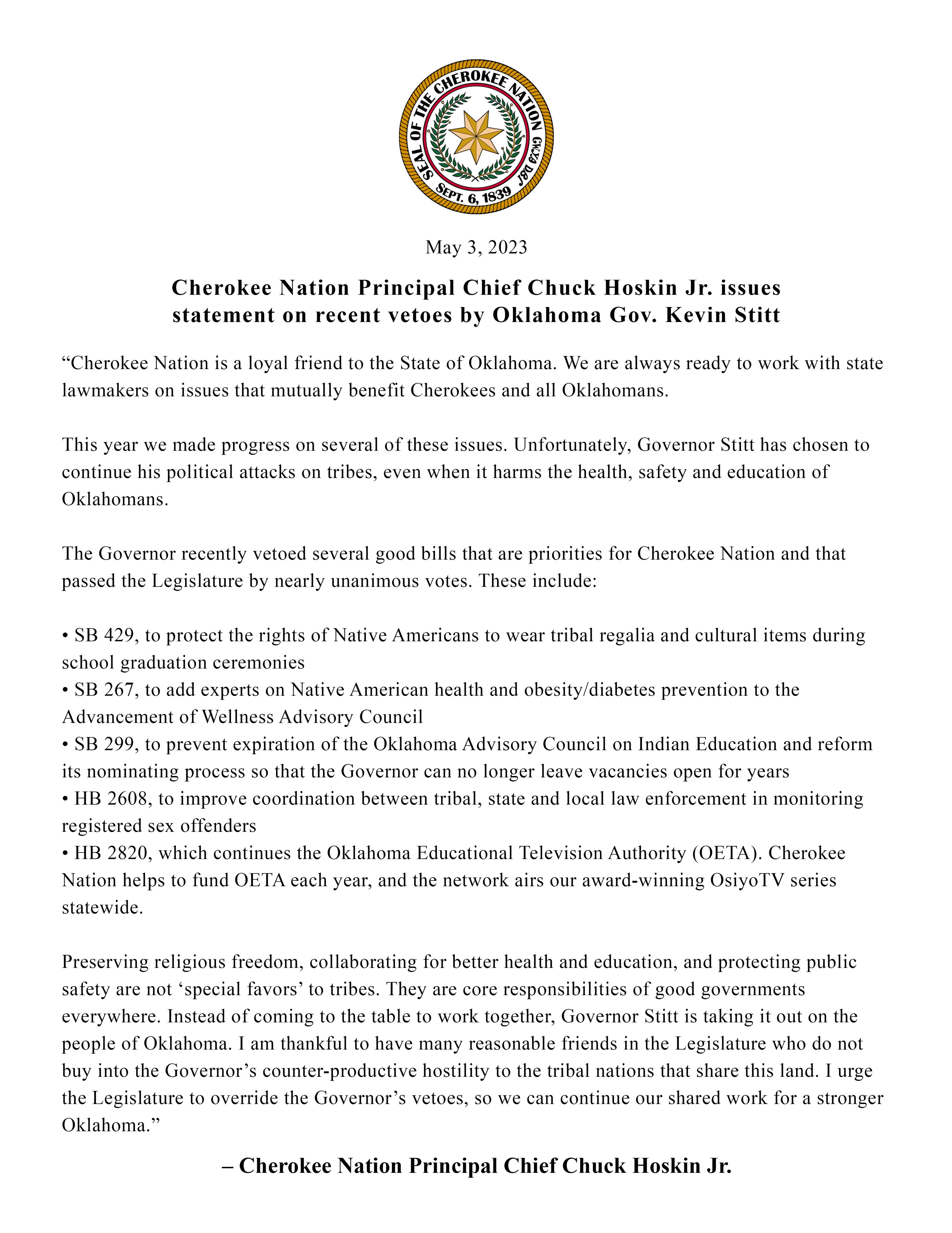 Cherokee Nation ( CherokeeNation) / Twitter