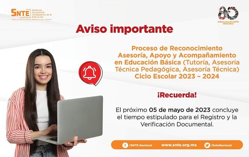 Seccion36Ofic's tweet photo. TOMA NOTA 👉El #5deMayo vence el plazo para el 𝗿𝗲𝗴𝗶𝘀𝘁𝗿𝗼 📝 y 𝘃𝗲𝗿𝗶𝗳𝗶𝗰𝗮𝗰𝗶ó𝗻 𝗱𝗼𝗰𝘂𝗺𝗲𝗻𝘁𝗮𝗹  📰 del ℙ𝕣𝕠𝕔𝕖𝕤𝕠 𝕕𝕖 ℝ𝕖𝕔𝕠𝕟𝕠𝕔𝕚𝕞𝕚𝕖𝕟𝕥𝕠 ✅ 𝔸𝕤𝕖𝕤𝕠𝕣í𝕒 𝔸𝕡𝕠𝕪𝕠 ✅ y 𝔸𝕔𝕠𝕞𝕡𝕒ñ𝕒𝕞𝕚𝕖𝕟𝕥𝕠 ✅ en Educación Básica 2023-2024 🗓️ https://t.co/Q2ZwVdZMXF