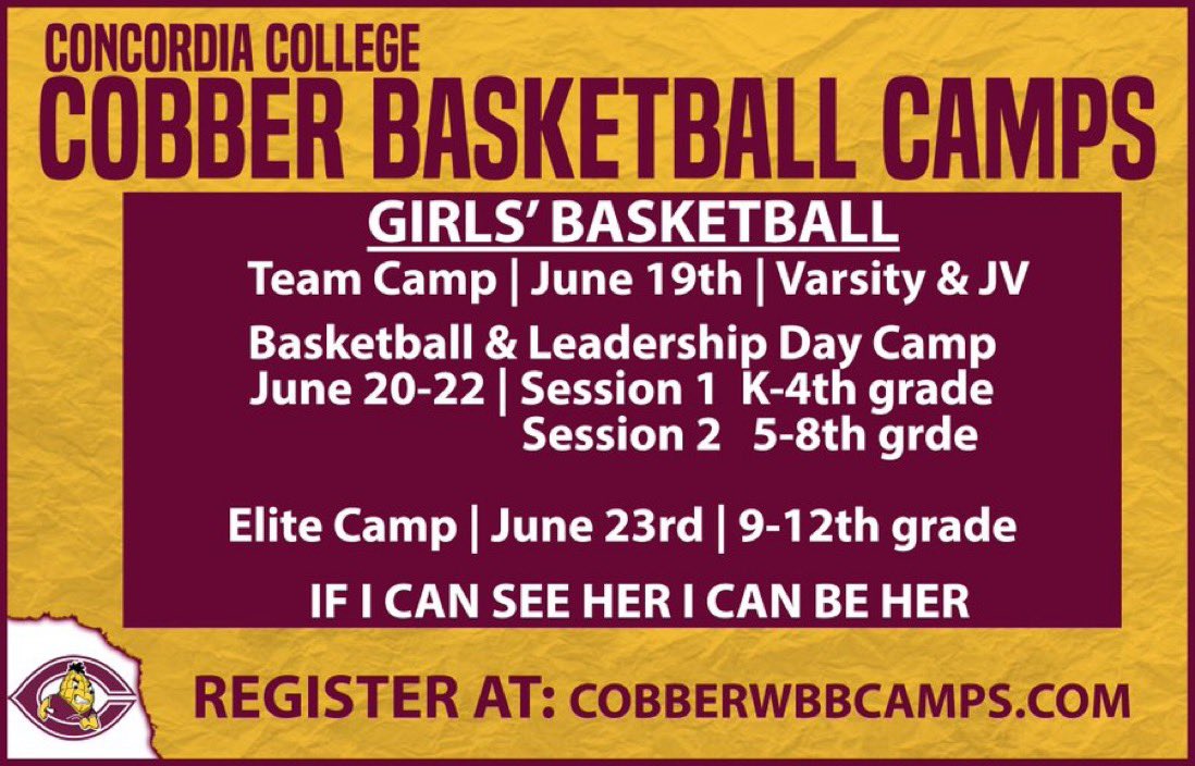 CobberWbb's tweet image. Come Hoop With The Cobbers, Let’s Go!!👊🏀🌽 #SummerFun #RoundBallFun

Register at the Link:  cobberwbbcamps.com