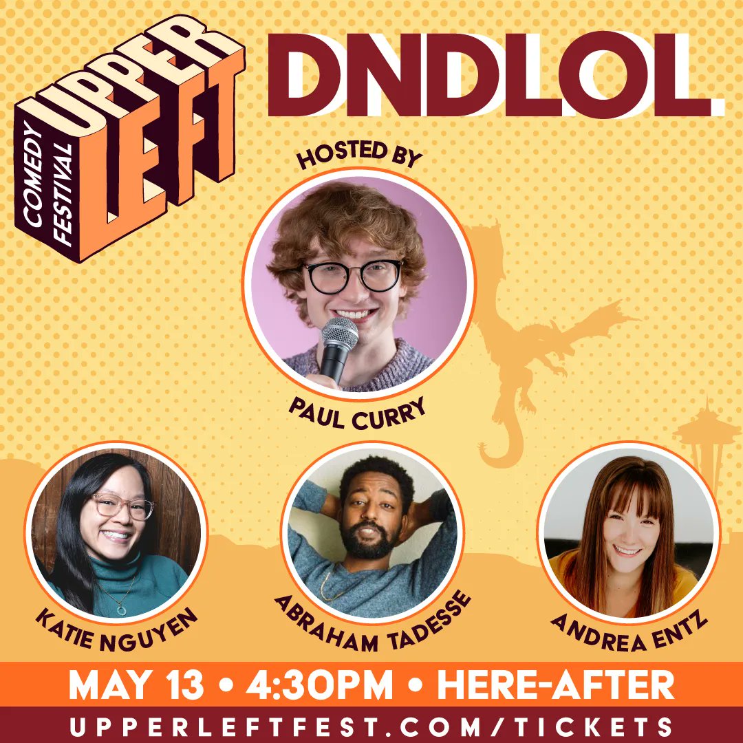 DNDLOL is coming to Upper Left Fest! A quest awaits as three festival comedians will have to improvise their way to glory as they play the tabletop roleplay sensation Dungeons and Dragons in front of a live audience. Don't miss the magic: buff.ly/3ANGNcO