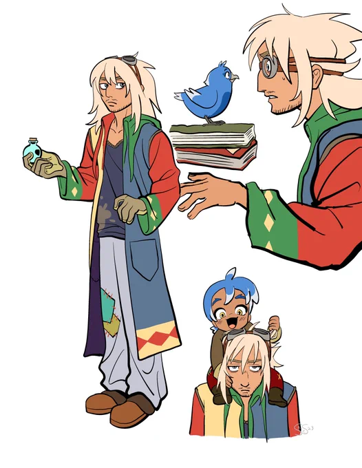 Story idea I randomly got yesterday where a wizard accidentally turns an injured young bird into a human and he decides to raise him as his son