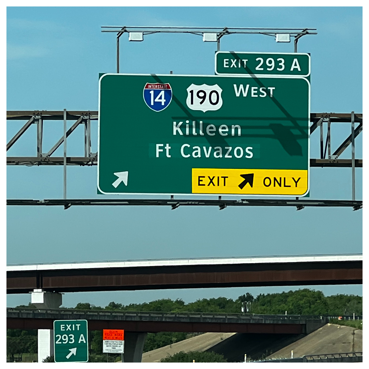 DIRECTIONS TO FORT CAVAZOS:  The I-14 exit sign on I-35 South in Belton, Texas now has directions to #FortCavazos.  INFO: kwtx.com/2023/03/24/for…