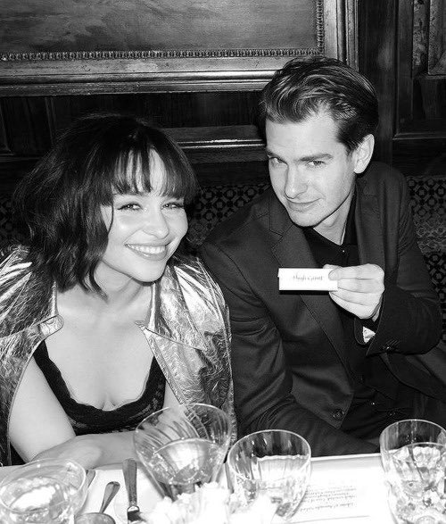 Andrew Garfield and Emilia Clarke photographed by Greg Williams at the Pre BAFTA party (2017)