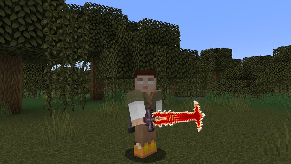PolyFlore's tweet photo. It has a bigger sprite than the standard swords. The blade glows in the dark (OptiFine), looks especially hot with shaders. https://t.co/1uxYhHe7kx