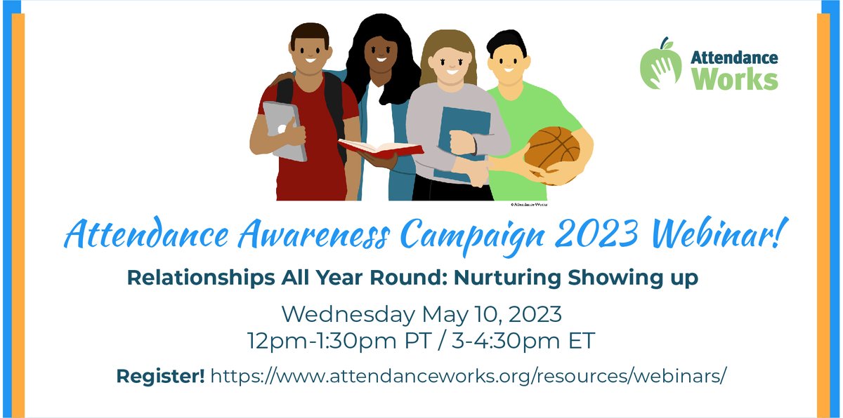 schooltechassoc's tweet photo. We are a proud sponsor of @attendanceworks  who promotes equal opportunities to learn and advances student success by reducing chronic absence.

Join their next webinar on Nurturing Showing Up Wednesday, May 10th. Register here: https://t.co/CiwMTUXEDY
#schooleveryday https://t.co/wSbJ6F8jJ1