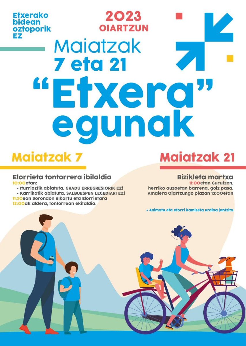 sareoiartzun's tweet photo. ➡️➡️➡️➡️➡️➡️➡️➡️➡️
Badatoz #Oiartzun|go #etxera egunak!
Igande honetan mendi ibilaldia dugu, bi zutabe:
1.- 10:00etan Iturriotz
2.- 10:00etan Karrika
11:30ean denak Sorondon elkartu eta elkarrekin Elorrietara!
Etxerako bidean oztoporik ez!
#etxerabideagertu
@GipuzkoaSare https://t.co/7gdgbVWQnv