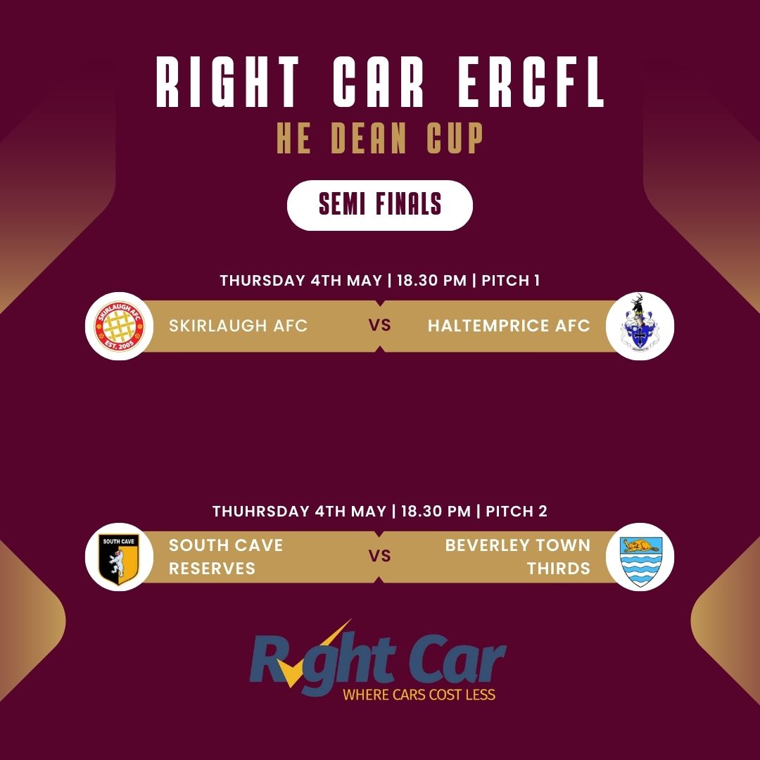 🏆 HE Dean Cup action tonight at Pride Park, Anlaby

⚽️ <a href="/Skirlaugh_AFC/">Skirlaugh AFC</a> vs <a href="/HaltempriceAfc/">Haltemprice AFC</a> 

⚽️ <a href="/southcaveutd/">South Cave United (C)</a> Reserves vs <a href="/bevtownfc/">Beverley Town FC</a> Thirds

👊 Good luck to all teams tonight as they battle it out for a place on finals day at Queensgate, <a href="/BridTownAFC/">Bridlington Town AFC</a> 

#ERCFL