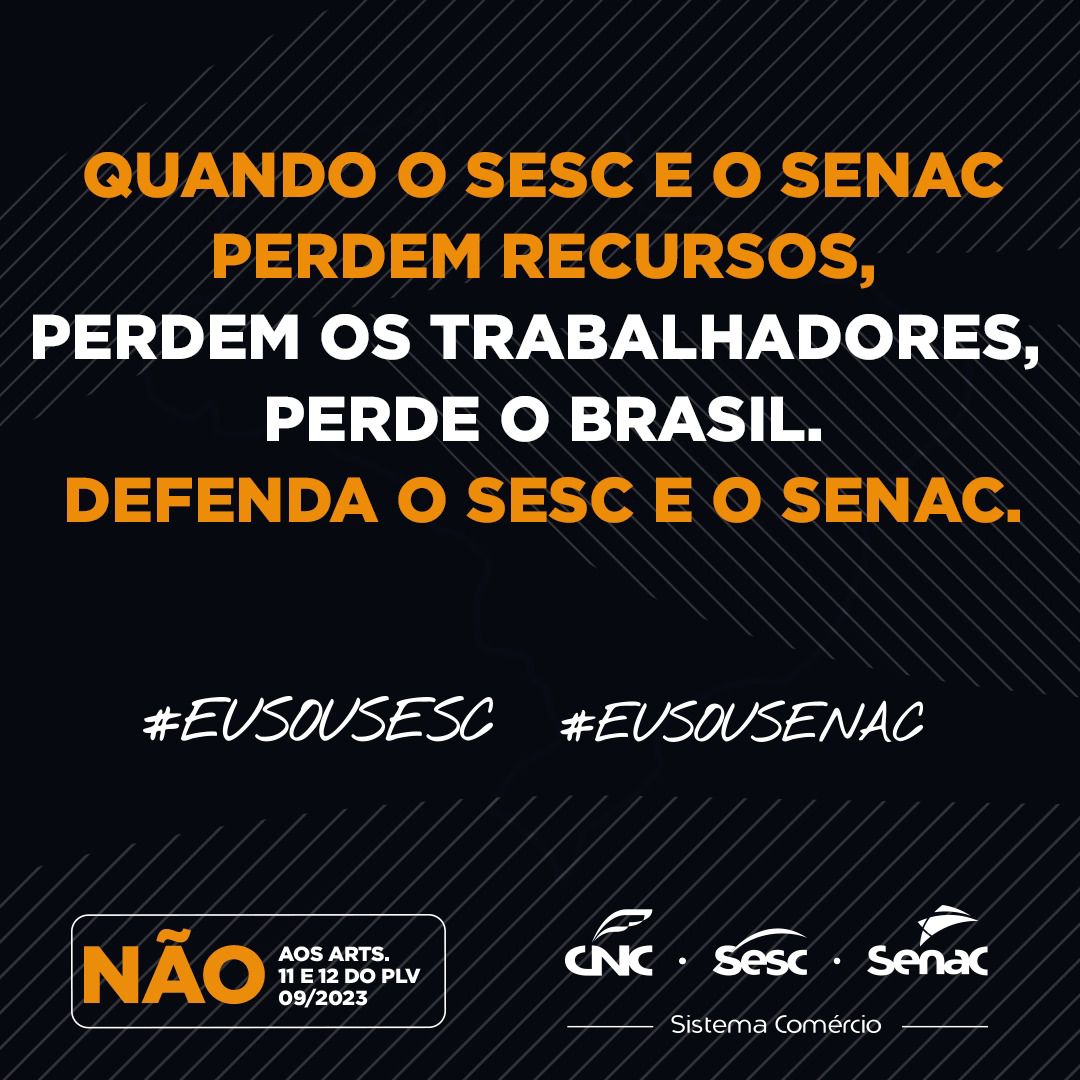 QUANDO O SESC E O SENAC PERDEM RECURSOS, PERDEM OS TRABALHADORES, PERDE O BRASIL

Como você pode ajudar:

• Participando do abaixo-assinado oficial em defesa do Sesc e do Senac: bit.ly/3VsAeFX

Nossa força é nossa união.

COMPARTILHE 👍
#eusousesc #eusousenac
