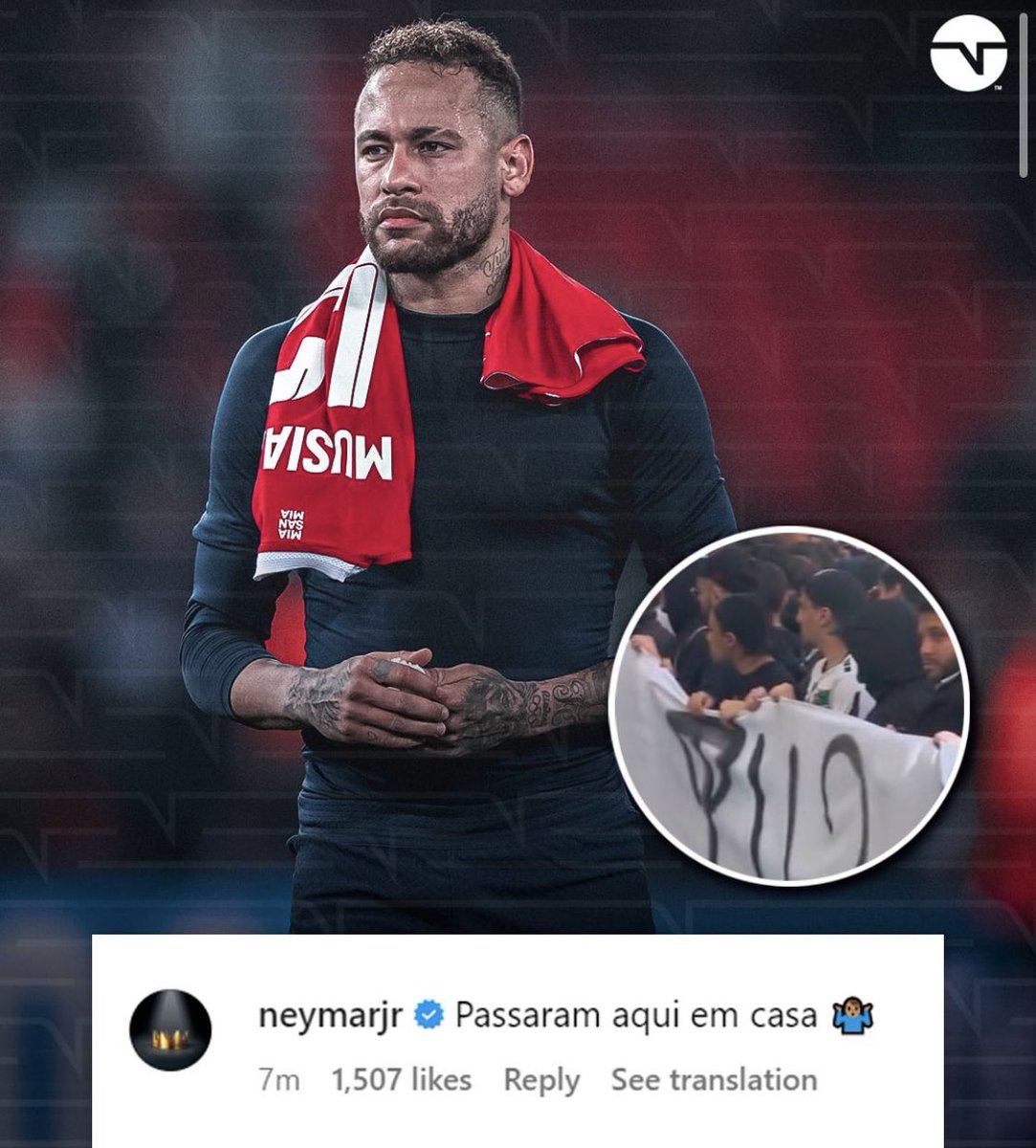 psgcommunity_'s tweet photo. 🚨 Neymar Jr confirme que certains "supporters" du PSG sont venus devant chez lui pour poursuivre leurs revendications à son encontre. @TNTSportsBR https://t.co/oCcrO609Vl
